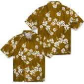 Unisex Pittsburgh Steelers Gold Hawaiian Shirt With White Hibiscus Floral Print Casual Button Down 3 5unoa.jpg - sohemix