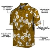 Unisex Pittsburgh Steelers Gold Hawaiian Shirt With White Hibiscus Floral Print Casual Button Down 5 0ly5e.jpg - sohemix