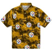 Unisex Pittsburgh Steelers Gold Tropical Hawaiian Button Down Shirt With Palm Tree Beach Print 1 8jf4l.jpg - sohemix