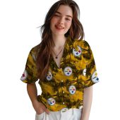 Unisex Pittsburgh Steelers Gold Tropical Hawaiian Button Down Shirt With Palm Tree Beach Print 4 0urzd.jpg - sohemix