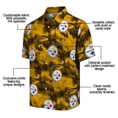 Unisex Pittsburgh Steelers Gold Tropical Hawaiian Button Down Shirt With Palm Tree Beach Print 5 Xrzdy.jpg - sohemix