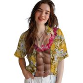 Unisex Pittsburgh Steelers Gold Tropical Hawaiian Shirt With Muscular Chest Illusion Print Casual Button Down 4 0u4el.jpg - sohemix