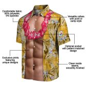 Unisex Pittsburgh Steelers Gold Tropical Hawaiian Shirt With Muscular Chest Illusion Print Casual Button Down 5 Vx9fx.jpg - sohemix