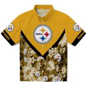 Unisex Pittsburgh Steelers Hawaiian Aloha Shirt Gold Yellow Tropical Floral Print Chevron Design Button Down 1 Xlmbc.jpg - sohemix