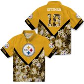 Unisex Pittsburgh Steelers Hawaiian Aloha Shirt Gold Yellow Tropical Floral Print Chevron Design Button Down 3 Zxznk.jpg - sohemix