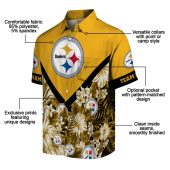 Unisex Pittsburgh Steelers Hawaiian Aloha Shirt Gold Yellow Tropical Floral Print Chevron Design Button Down 5 V0ycw.jpg - sohemix