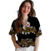 Unisex Pittsburgh Steelers Hawaiian Shirt Black Gold Hibiscus Floral Print Casual Aloha Button Down 4 Oeeaz.jpg - sohemix