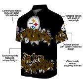 Unisex Pittsburgh Steelers Hawaiian Shirt Black Gold Hibiscus Floral Print Casual Aloha Button Down 5 To69r.jpg - sohemix