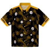 Unisex Pittsburgh Steelers Hawaiian Shirt Black Tropical Floral And Team Logo Print Button Down 1 9mpds.jpg - sohemix