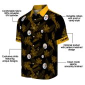 Unisex Pittsburgh Steelers Hawaiian Shirt Black Tropical Floral And Team Logo Print Button Down 5 Vb3e2.jpg - sohemix