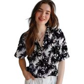 Unisex Pittsburgh Steelers Hawaiian Shirt Black White Palm Tree Tropical Print Short Sleeve Button Down 4 Ifo36.jpg - sohemix