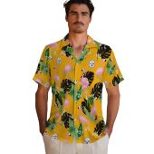 Unisex Pittsburgh Steelers Hawaiian Shirt Gold Flamingo Tropical Leaf Print Button Down 2 X06yq.jpg - sohemix