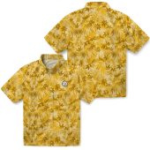 Unisex Pittsburgh Steelers Hawaiian Shirt Gold Leafy Tropical Print Short Sleeve Button Down 3 P64s1.jpg - sohemix