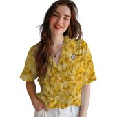 Unisex Pittsburgh Steelers Hawaiian Shirt Gold Leafy Tropical Print Short Sleeve Button Down 4 Pxlmy.jpg - sohemix