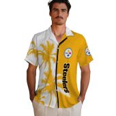 Unisex Pittsburgh Steelers Hawaiian Shirt Gold White Split Design With Palm Trees And Team Logo 2 Zkgbi.jpg - sohemix