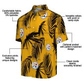 Unisex Pittsburgh Steelers Hawaiian Shirt Gold With Black Palm Leaf Tropical Print Casual Button Down Short Sleeve 5 Kv3df.jpg - sohemix