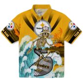 Unisex Pittsburgh Steelers Hawaiian Shirt Surfing Skeleton Tropical Beach Button Down 1 Wivg2.jpg - sohemix