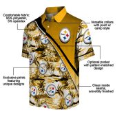 Unisex Pittsburgh Steelers Hawaiian Shirt Tropical Sunset Beach Palm Tree Print Gold Diagonal Stripe Casual Button Down 5 Azpdn.jpg - sohemix