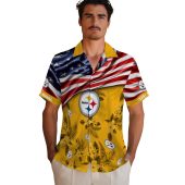 Unisex Pittsburgh Steelers Hawaiian Shirt With American Flag Gold Tropical Floral Pattern Button Down 2 Y6v6v.jpg - sohemix