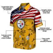 Unisex Pittsburgh Steelers Hawaiian Shirt With American Flag Gold Tropical Floral Pattern Button Down 5 11fo4.jpg - sohemix