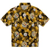Unisex Pittsburgh Steelers Hawaiian Shirt With Black Gold Tropical Floral Pineapple Print Short Sleeve Button Down 1 R6ll5.jpg - sohemix