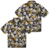 Unisex Pittsburgh Steelers Hawaiian Shirt With Palm Tree Pattern Black Gold Tropical Button Down 3 Tsqon.jpg - sohemix