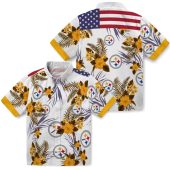Unisex Pittsburgh Steelers Hawaiian Shirt With Tropical Floral Print Patriotic Us Flag Collar Button Down 3 Xieq7.jpg - sohemix