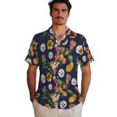 Unisex Pittsburgh Steelers Hawaiian Shirt With Tropical Fruit Hibiscus Floral Print Navy Blue Casual Button Down 2 65k08.jpg - sohemix