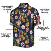 Unisex Pittsburgh Steelers Hawaiian Shirt With Tropical Fruit Hibiscus Floral Print Navy Blue Casual Button Down 5 58l7w.jpg - sohemix