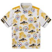 Unisex Pittsburgh Steelers Hawaiian Shirt With Tropical Palm Tree Island Print Gold White Short Sleeve Button Down 1 8zoam.jpg - sohemix