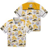 Unisex Pittsburgh Steelers Hawaiian Shirt With Tropical Palm Tree Island Print Gold White Short Sleeve Button Down 3 Eboxr.jpg - sohemix