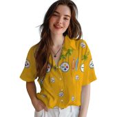 Unisex Pittsburgh Steelers Hawaiian Shirt With Tropical Palm Tree Surfboard Print Yellow Button Down 4 44rpt.jpg - sohemix