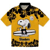 Unisex Pittsburgh Steelers Snoopy Surfing Hawaiian Shirt Yellow Black Tropical Floral Print 1 Du3nj.jpg - sohemix
