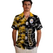 Unisex Pittsburgh Steelers Split Design Hawaiian Shirt With Palm Tree Print Gold Black Button Down 2 Ke7rx.jpg - sohemix
