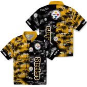 Unisex Pittsburgh Steelers Split Design Hawaiian Shirt With Palm Tree Print Gold Black Button Down 3 Bh6wz.jpg - sohemix