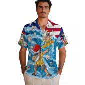 Unisex Pittsburgh Steelers Surfing Santa Hawaiian Shirt With Dabbing Santa American Flag Christmas Holiday Button Down 2 8e4m2.jpg - sohemix