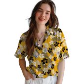 Unisex Pittsburgh Steelers Tropical Floral Print Yellow Gold Casual Summer Hawaiian Button Down Shirt 4 Vhype.jpg - sohemix