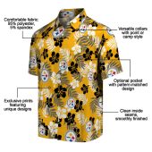 Unisex Pittsburgh Steelers Tropical Floral Print Yellow Gold Casual Summer Hawaiian Button Down Shirt 5 89d14.jpg - sohemix