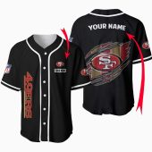 Unisex San Francisco 49ers Custom Name Baseball Jersey Black Nfl Game Day Button Down With Torn Logo Design 1 50ze6.jpg - sohemix