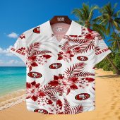 Unisex San Francisco 49ers Hawaiian Shirt Red Tropical Floral Palm Leaf Print Button Down 2 Vrd9w.jpg - sohemix