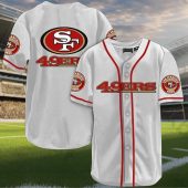 Unisex San Francisco 49ers White Baseball Jersey Button Down Fan Apparel With Red Piping 2 Nk3ii.jpg - sohemix